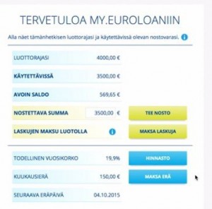 my.euroloan verkkopalvelussa maksat laskuja ja teet nostoja helposti