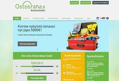 ostosraha.fi lainaa jopa 5000e joka päivä