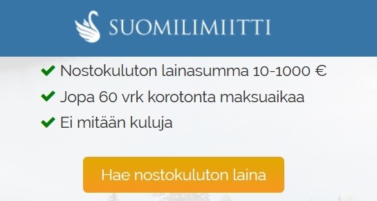 suomilimiitti nostokuluton ensilaina 10-1000e