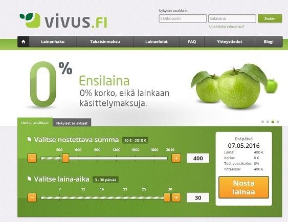 vivus ensilaina ilman kuluja 10-400e