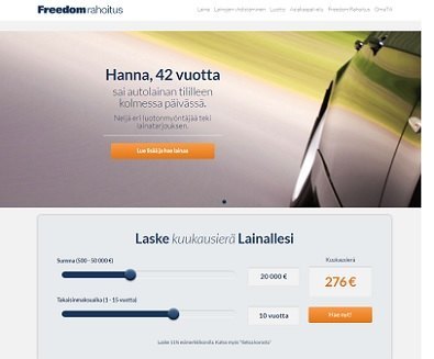 freedom rahoituksen autolaina tarjous on sellainen josta harva voi kieltäytyä