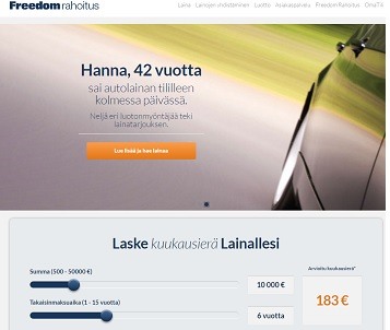 freedom rahoitus on joustavin ja helppokäyttöisin lainanvälittäjä verkossa