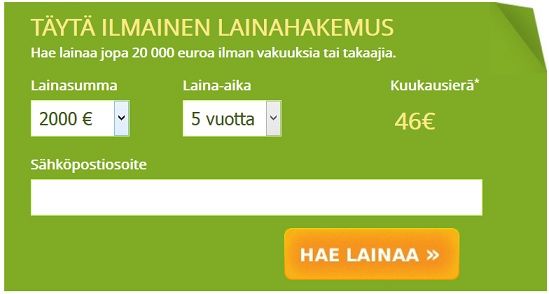 Hae kulutusluottoa nyt jopa 20.000 euroa ilman takaajaa ja vakuutta.