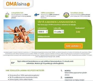 Omalaina.fi välittää aina parhaan lainan, joka on napakymppi sinulle.