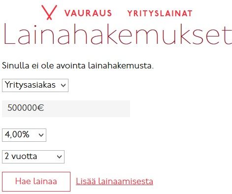 Lainahakemus alkaa lainalaskurista