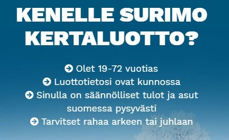 Surimon kertaluotossa on 19 vuoden ikäraja ja se on helppo hakea netistä.