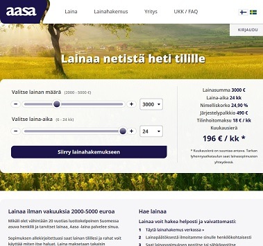 Aasa lainaa sinulle netistä heti tilille - rahaa jo vuorokaudessa.