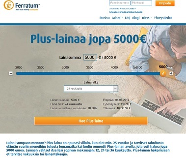 Ferratum Plus-lainaa saat ilman liitteitä ja vakuuksia. Takaaja ei myöskään ole vaatimus.