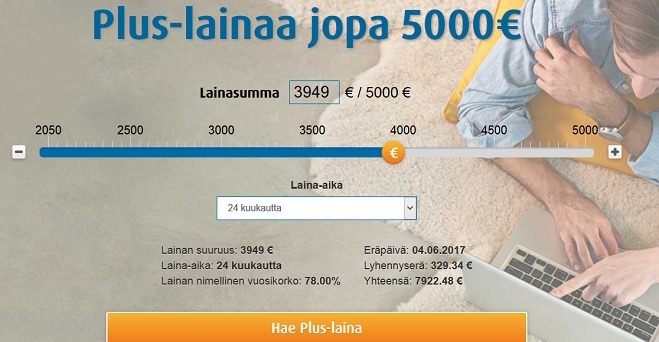 Valitse Ferratum laina euron tarkkuudella 2050 - 5000 euron väliltä.