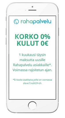 Korko on nolla ja samoin kulut ensimmäisessä Rahapalvelu-nostossa