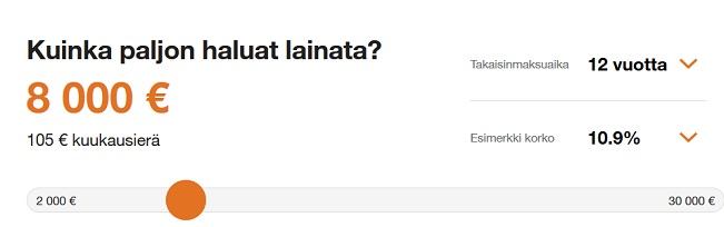 Avida Finans lainalaskurilla näet osviittaa tulevasta nimelliskorosta ja voit määrittää luottosumman sekä maksuajan.