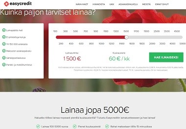 Easycreditin kulutusluotto tai pikalaina siirretään hakijan pankkitiliä kohden jo varttitunnissa eli nopeus on kohdallaan tässä luottopalvelussa.